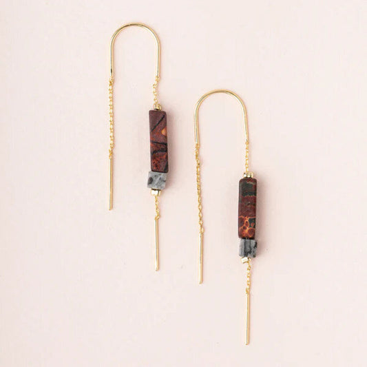 Stone Thread Earring-Majestic Jasper