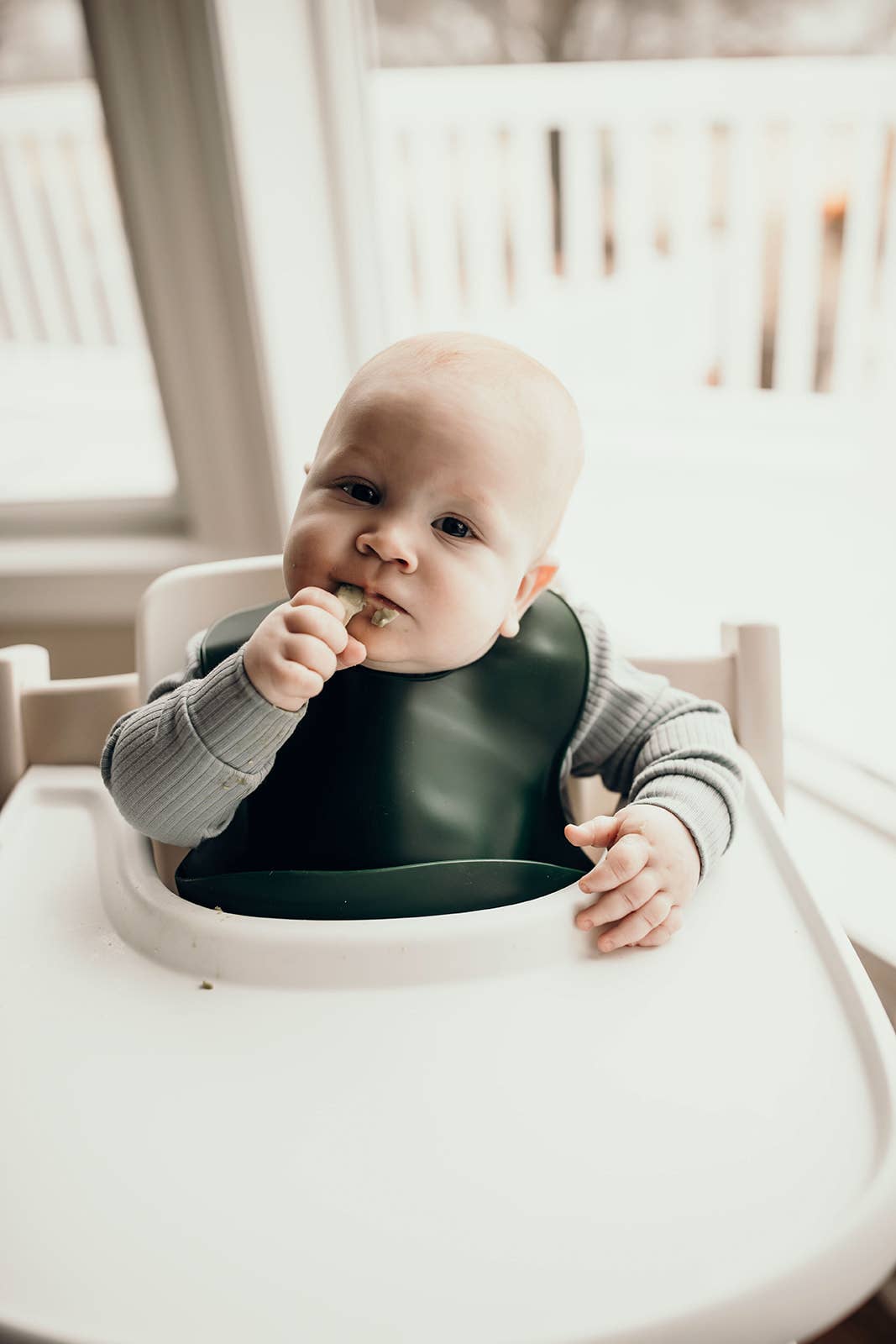 Three Little Tots - Forrest Green Print Silicone Bib with Crumb Catcher