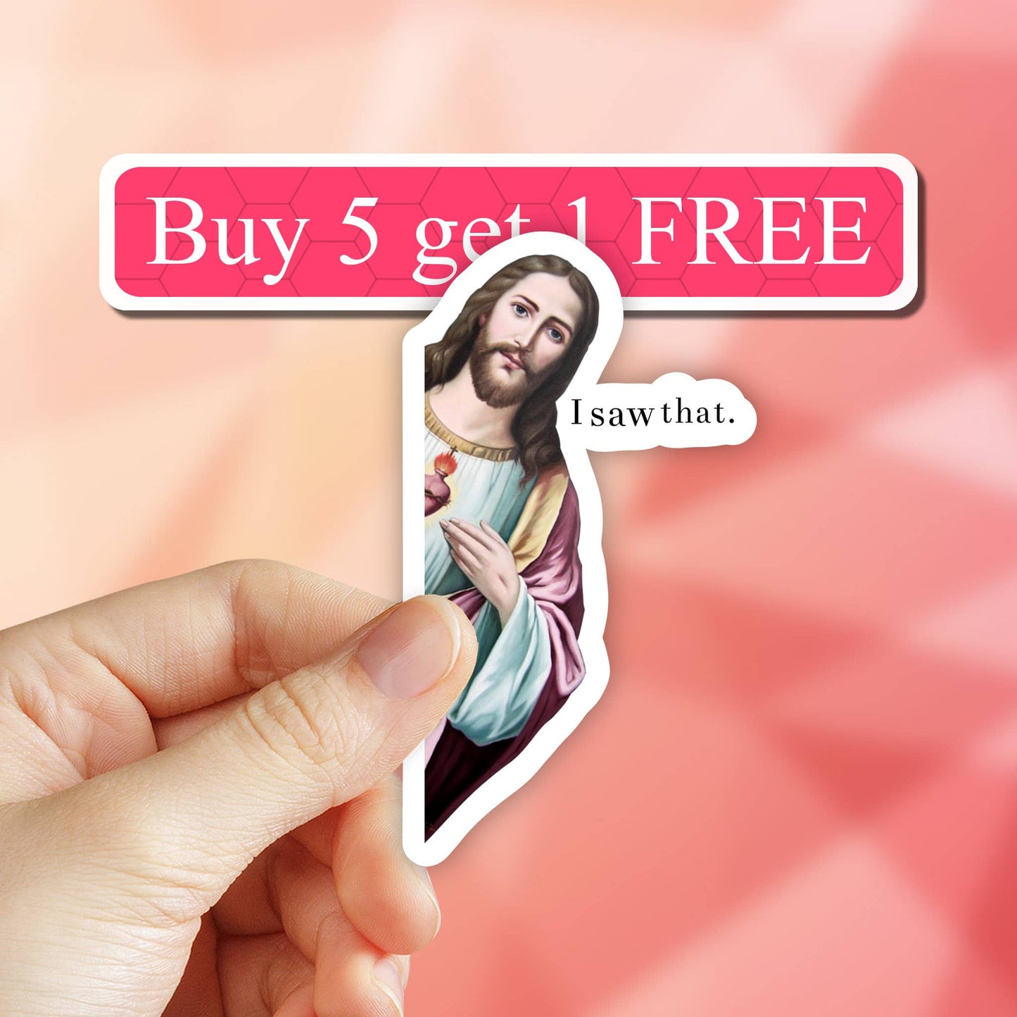 Jesus I Saw That meme Vinyl Sticker, Funny faith stickers: 2" (Mini)