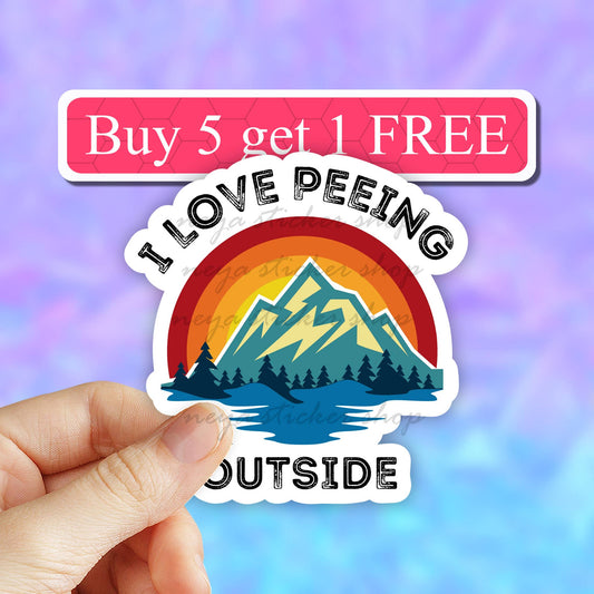 I love peeing outside camping sticker, mountain camper van: 2" (Mini)